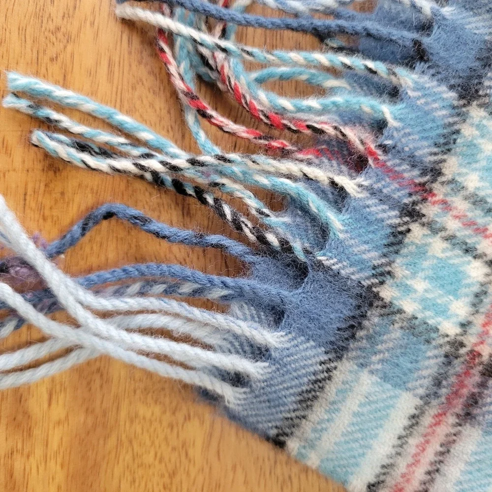 Lochcarron Scarf Diana Princess of Wales OS Blue Lambswool Memorial Tartan Plaid